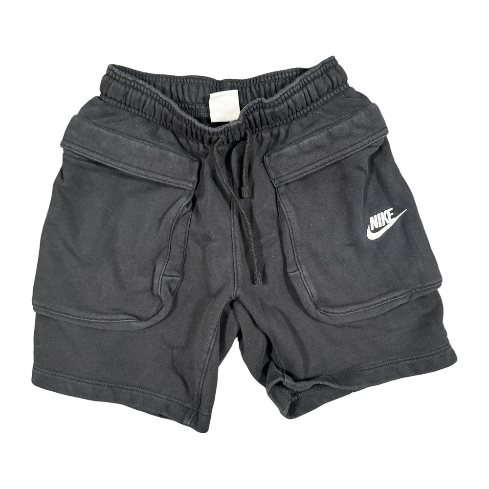 Nike Mens Cargo Sweat Shorts Black Size Medium Elastic Waist Drawstring